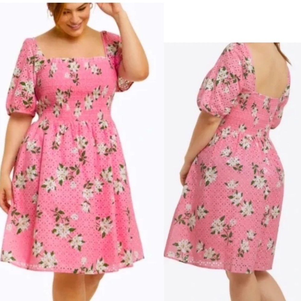 Draper James Puff Sleeve Babydoll Dress - Pink Magnolia NWT Size 1X